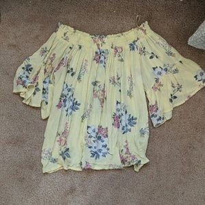 Yellow Spring Off thr Shoulder Top